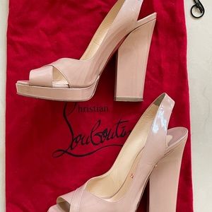 Stunning Christian Louboutin New Marpoil 120 Patent Calf in Nude ✨ 39 ✨